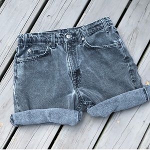 Vintage Levi’s 550 Faded Black Cuffed Denim Shorts